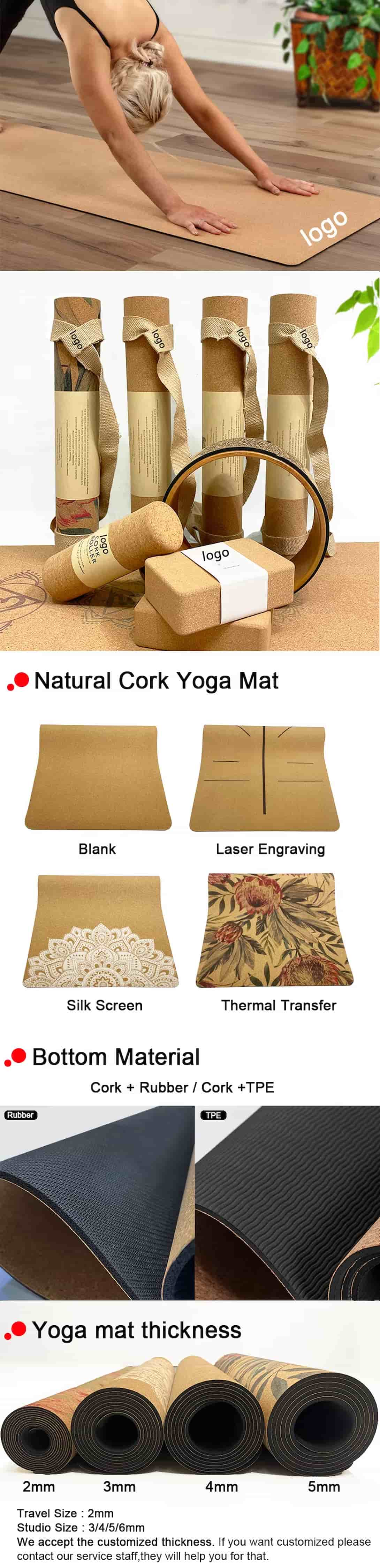 Cork and Natural Rubber  Yoga Mat