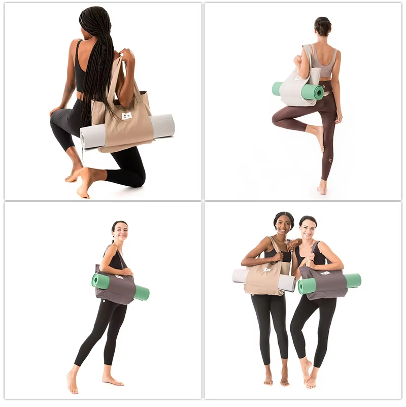 #Hot Sale Recyclable Outdoor Custom Single Shoulder Cotton Canvas Gym Yoga Mat Storage Tote Bag